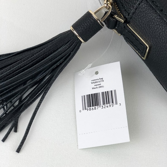 💞SOLD💞Kate Spade Naomi Black Camera Crossbody Tassel Bag - Picture 4 of 8